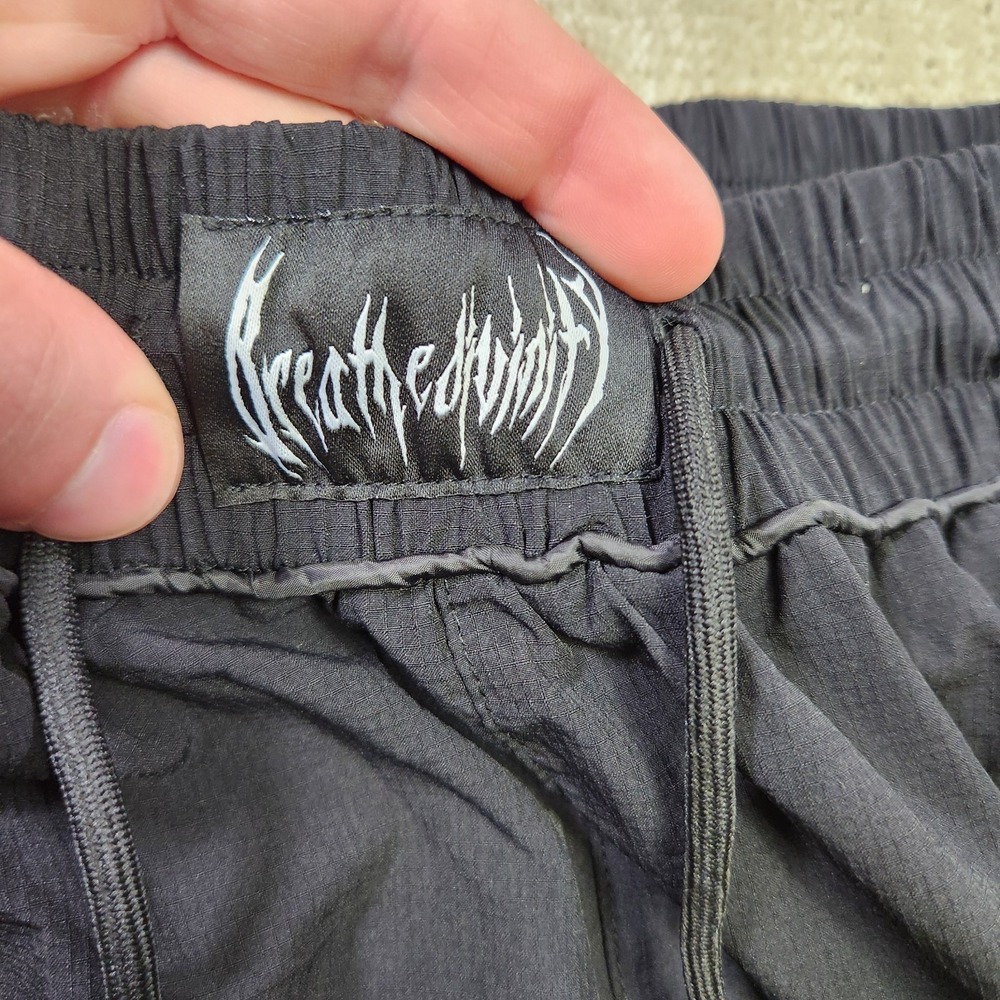 Breathe Divinity Track Pants Men Medium Dark Shadow Tribal Uncuffed Nylon Woven - Picture 4 of 12